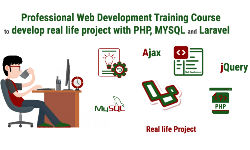 Professional Web Development Training Course to develop real life project with PHP, MYSQL and Laravel